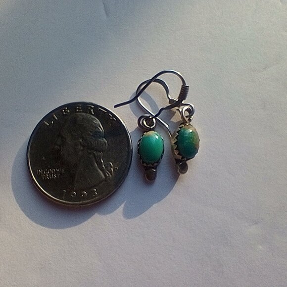 Beautiful Authentic Vintage Navajo Silver and Turquoise Earrings - Signed!!! - Picture 4 of 4